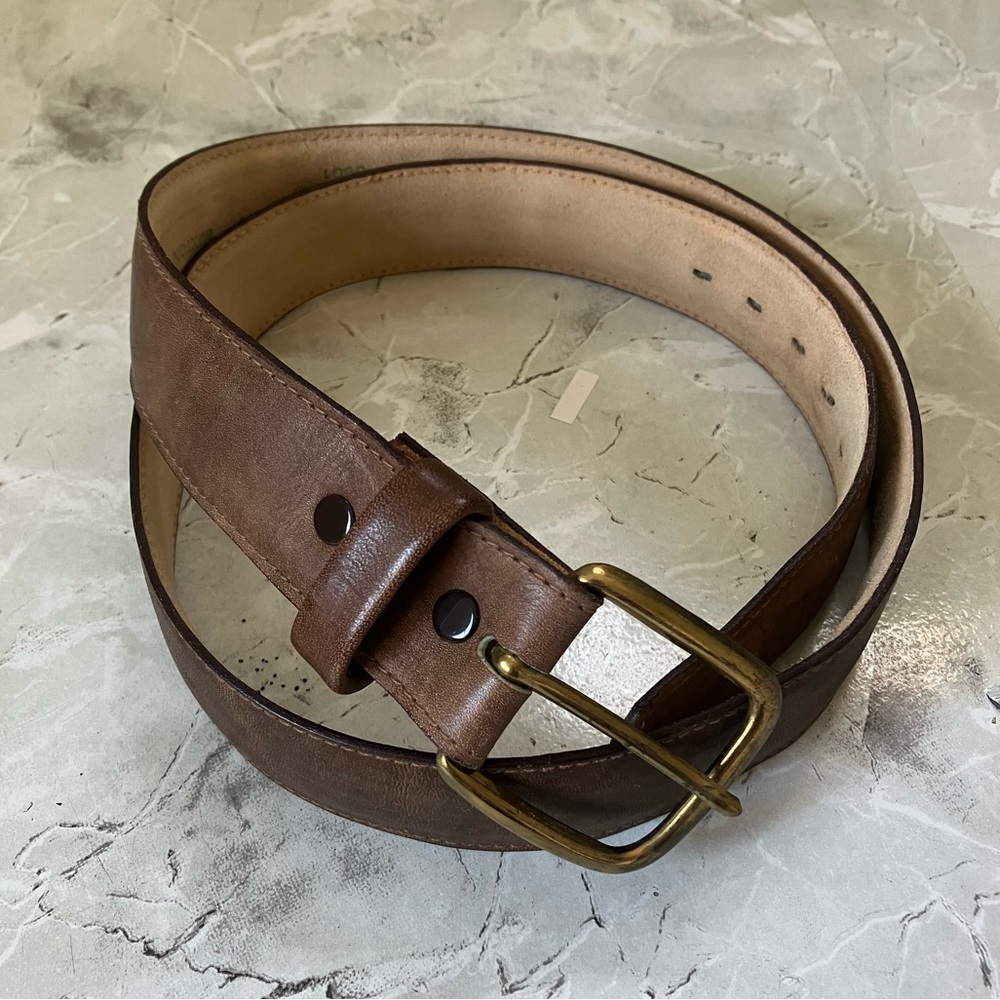 Classic Buxton Antique Maten Cowhide On Cowhide Split Size 38 Solid Brass Buckle